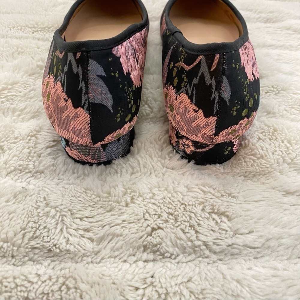 Kelly & Katie Pink and Black Ballet Flats Floral Embroidered Boho Shoes Size 6 - Picture 9 of 12